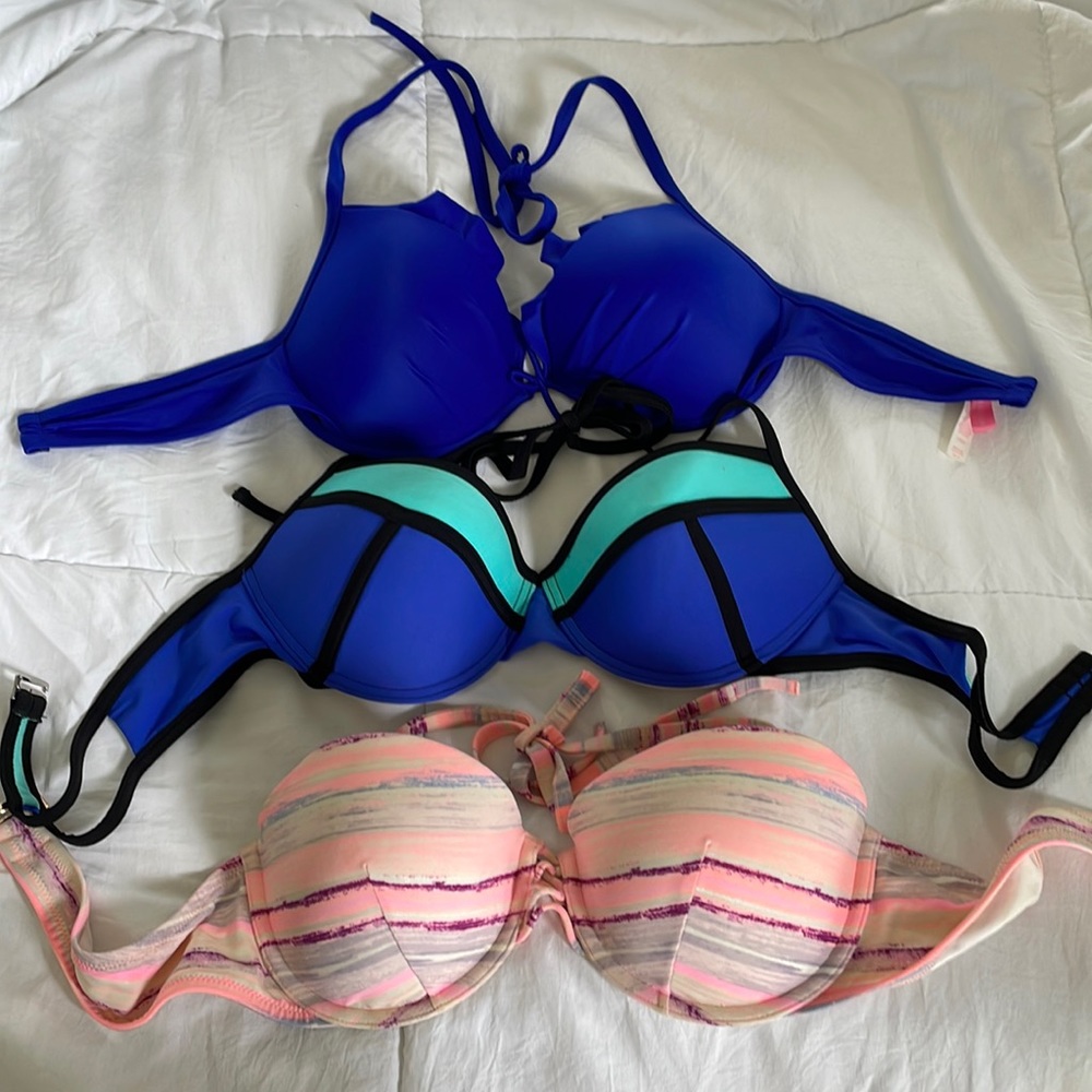 Bikini Tops ONLY, 2 Victoria Secret and one Target Brand, fits 36C